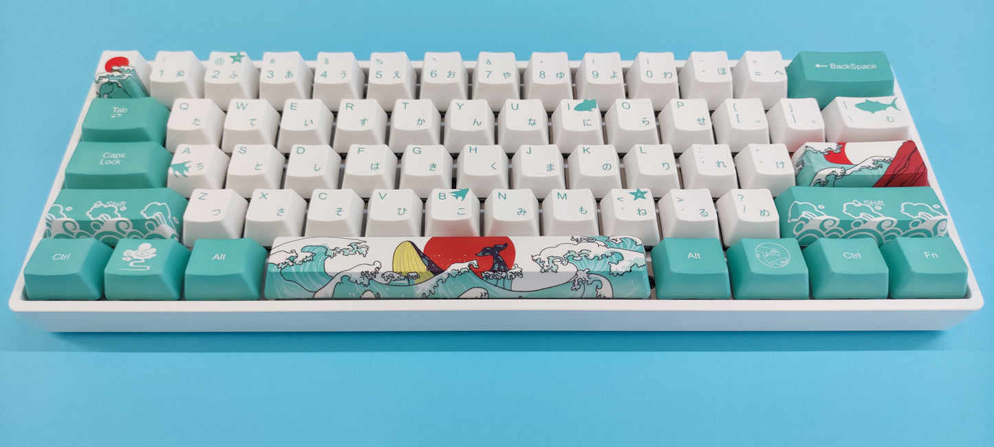 DE61C WITH JAPANESE CORAL SEA / ASSEMBLED 60% MECHANICAL KEYBOARD