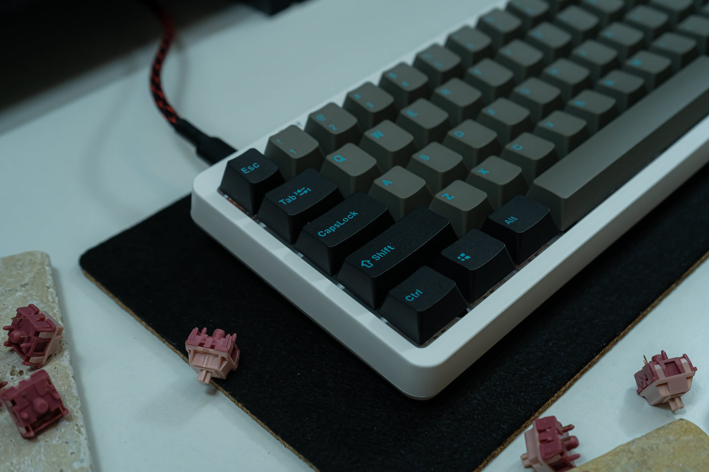 PBT DOUBLESHOT OEM PROFILE GRAPHITE KEYCAPS SET